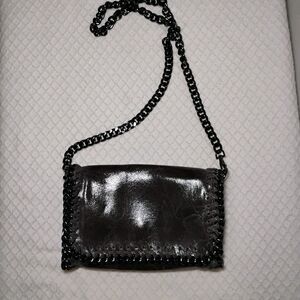 Leather Chain Clutch Made In Italy Crossbody Rock Metal Glam Luxury Band